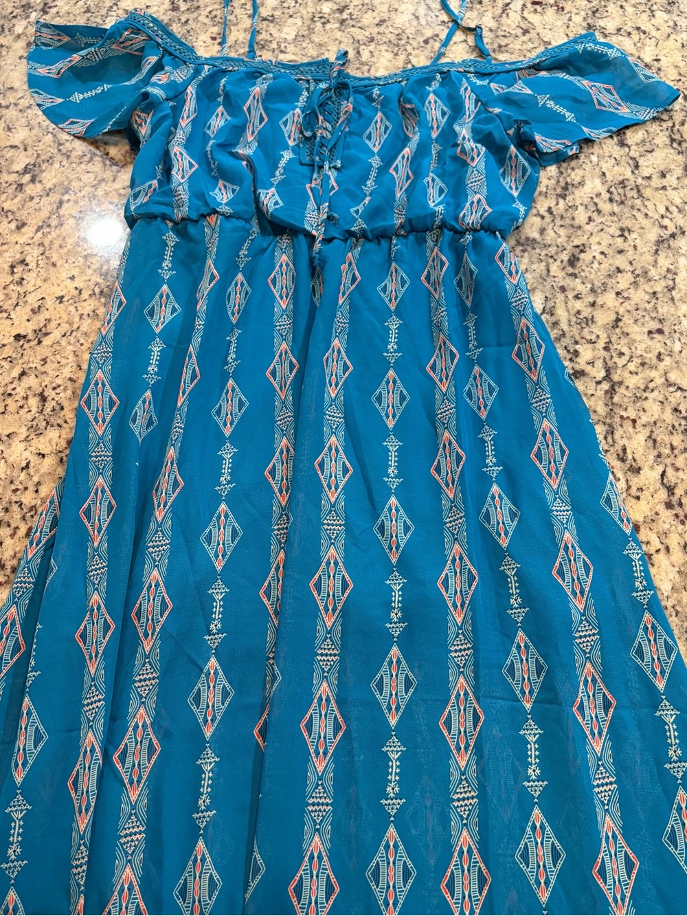 Purple Snow Blue Boho Maxi Dress
